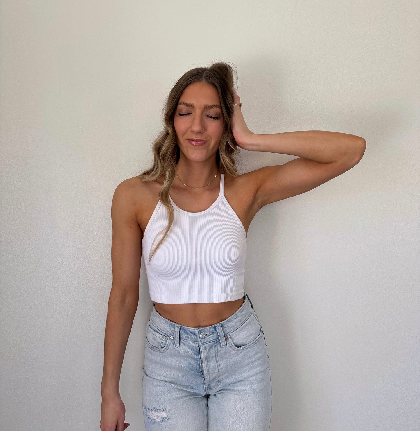 Daisy Cropped Tank (White)