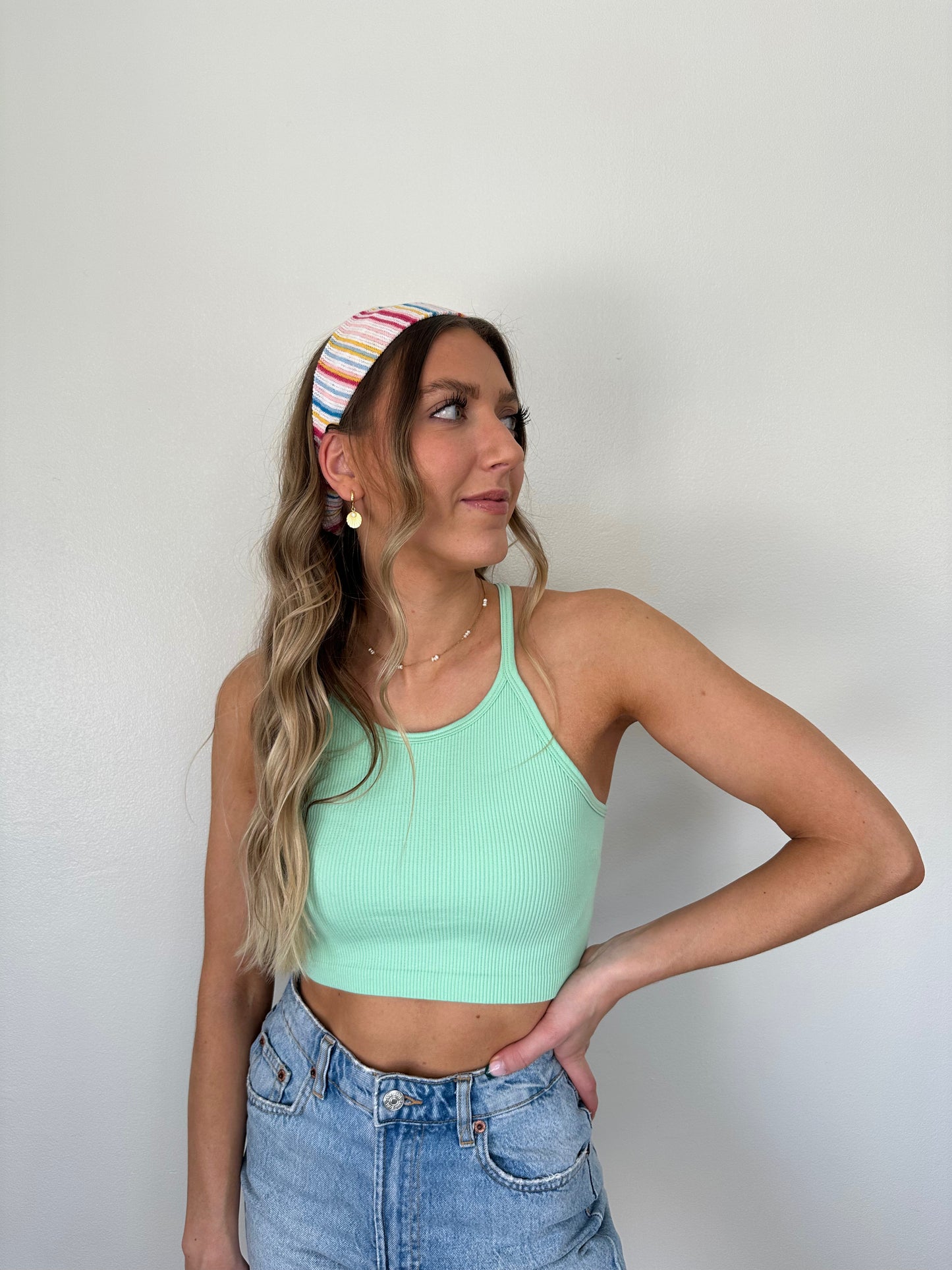 Daisy Cropped Tank (Green Apple)