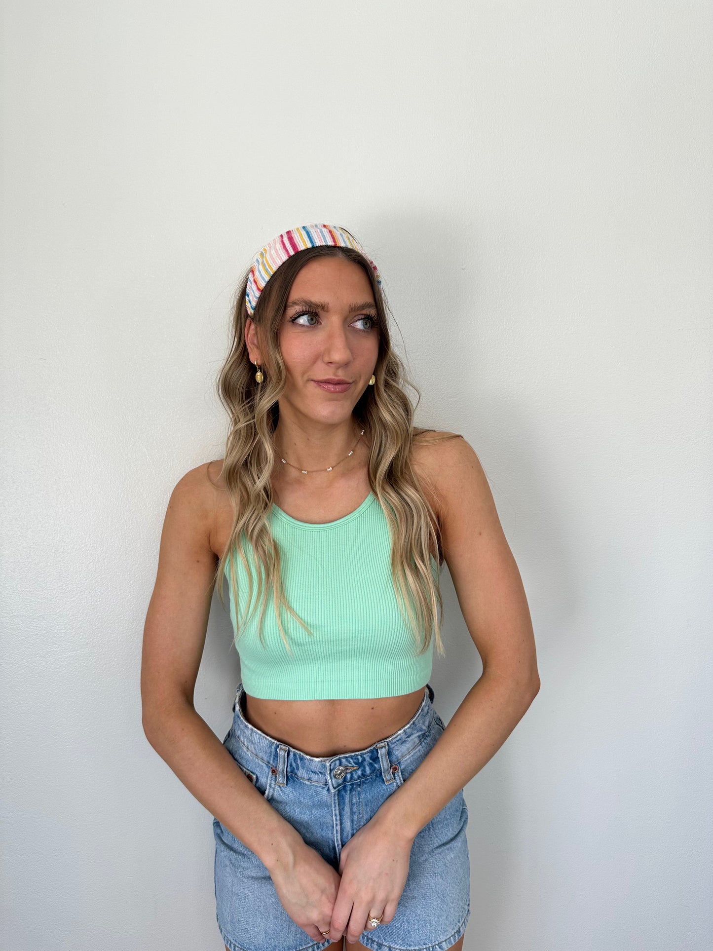 Daisy Cropped Tank (Green Apple)