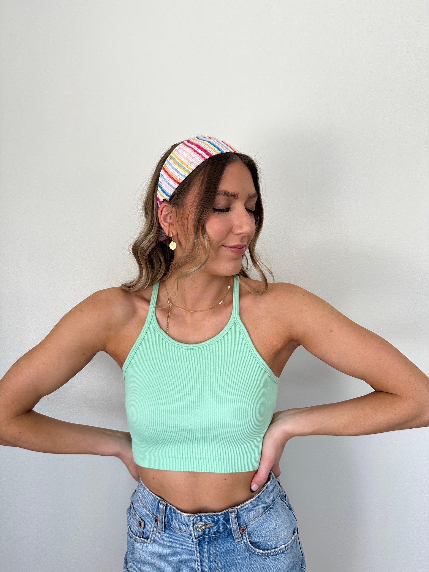 Daisy Cropped Tank (Green Apple)