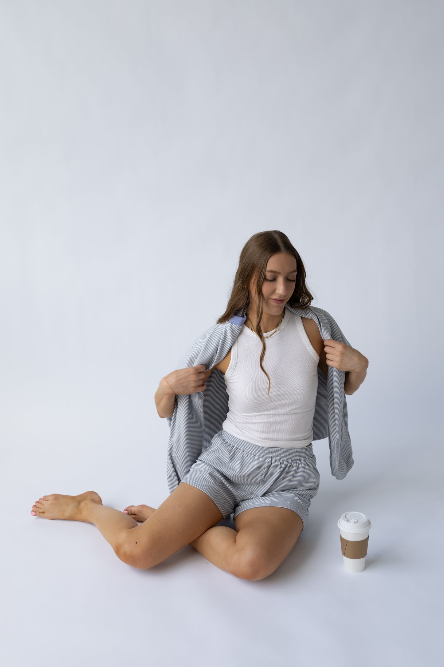 Asher Striped Shorts — Periwinkle