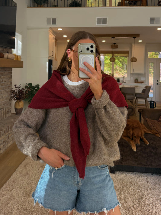 Paisley Knit Scarf — Red